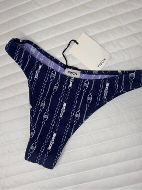 Fisch Navy Chain-Print Bikini Bottom